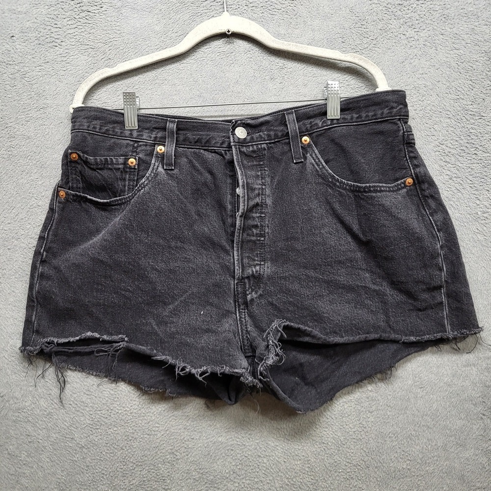 Levi's 501 Women Shorts W33 Black Denim Cutoff Button 3" Inseam